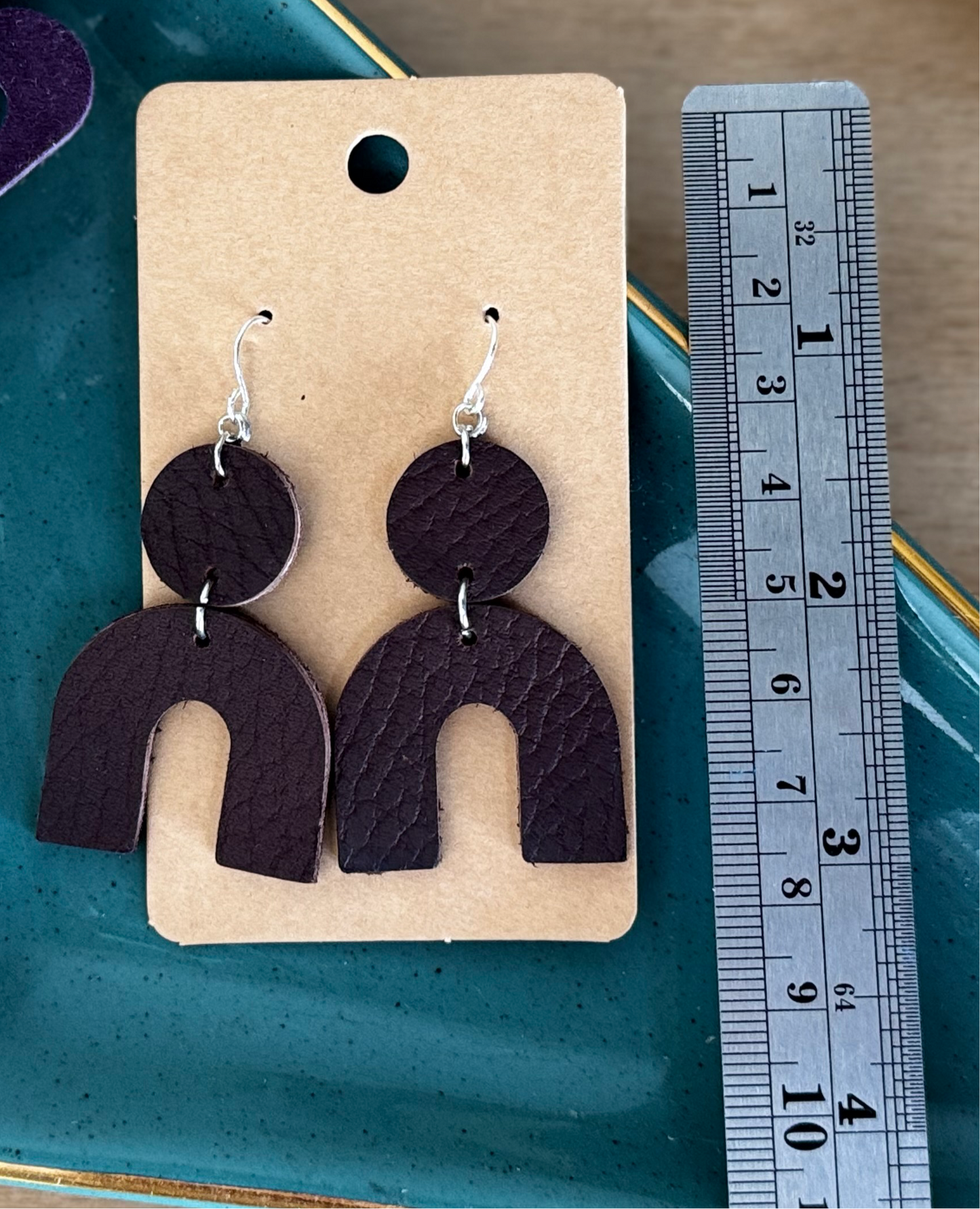 Boho Leather & Sterling Silver Earring *Free Shipping*