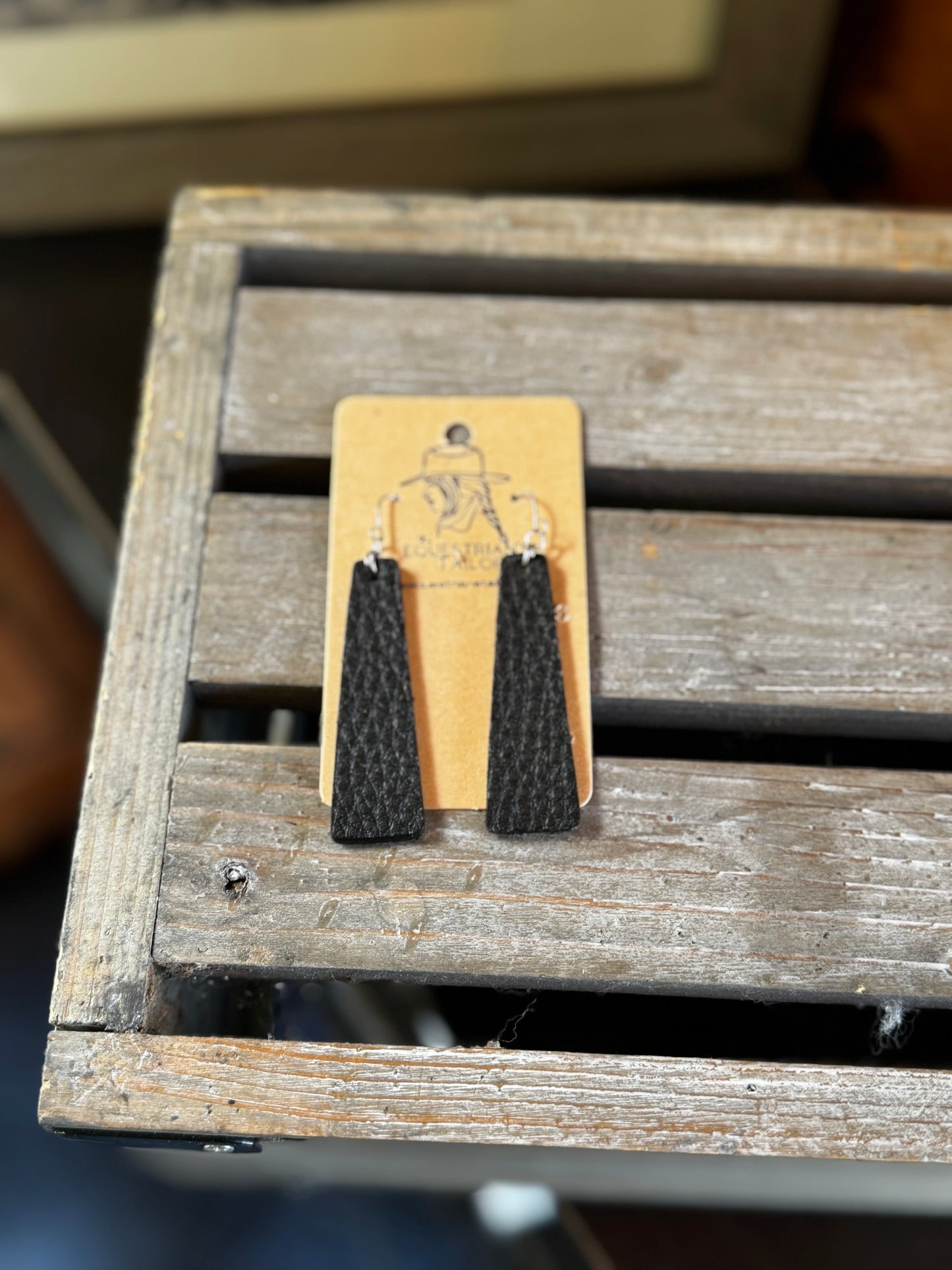 Leather Earrings Turquoise, Black Sterling Silver $19.99 Free Shipping