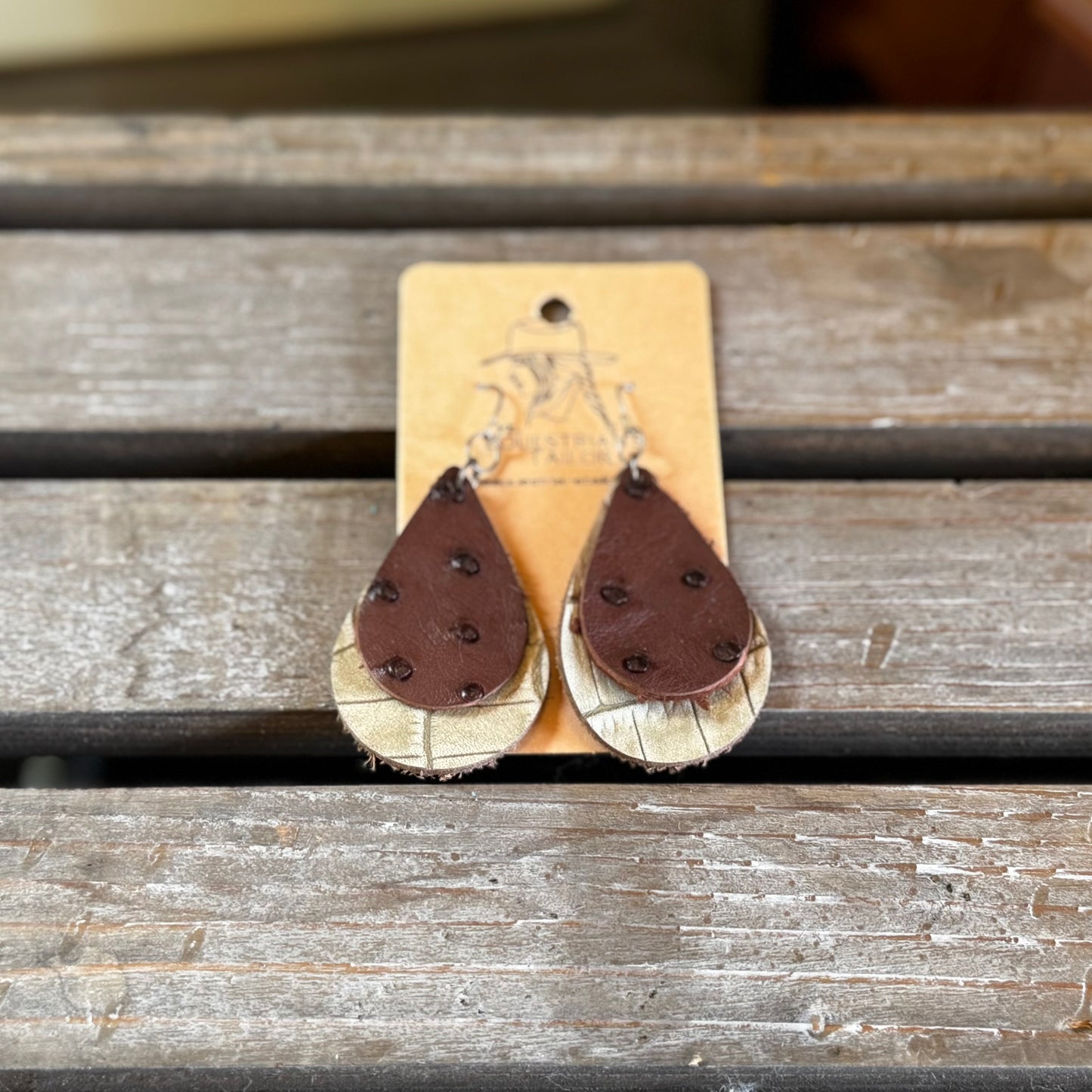 Ostrich Leather Drop Earrings *Free Shipping*