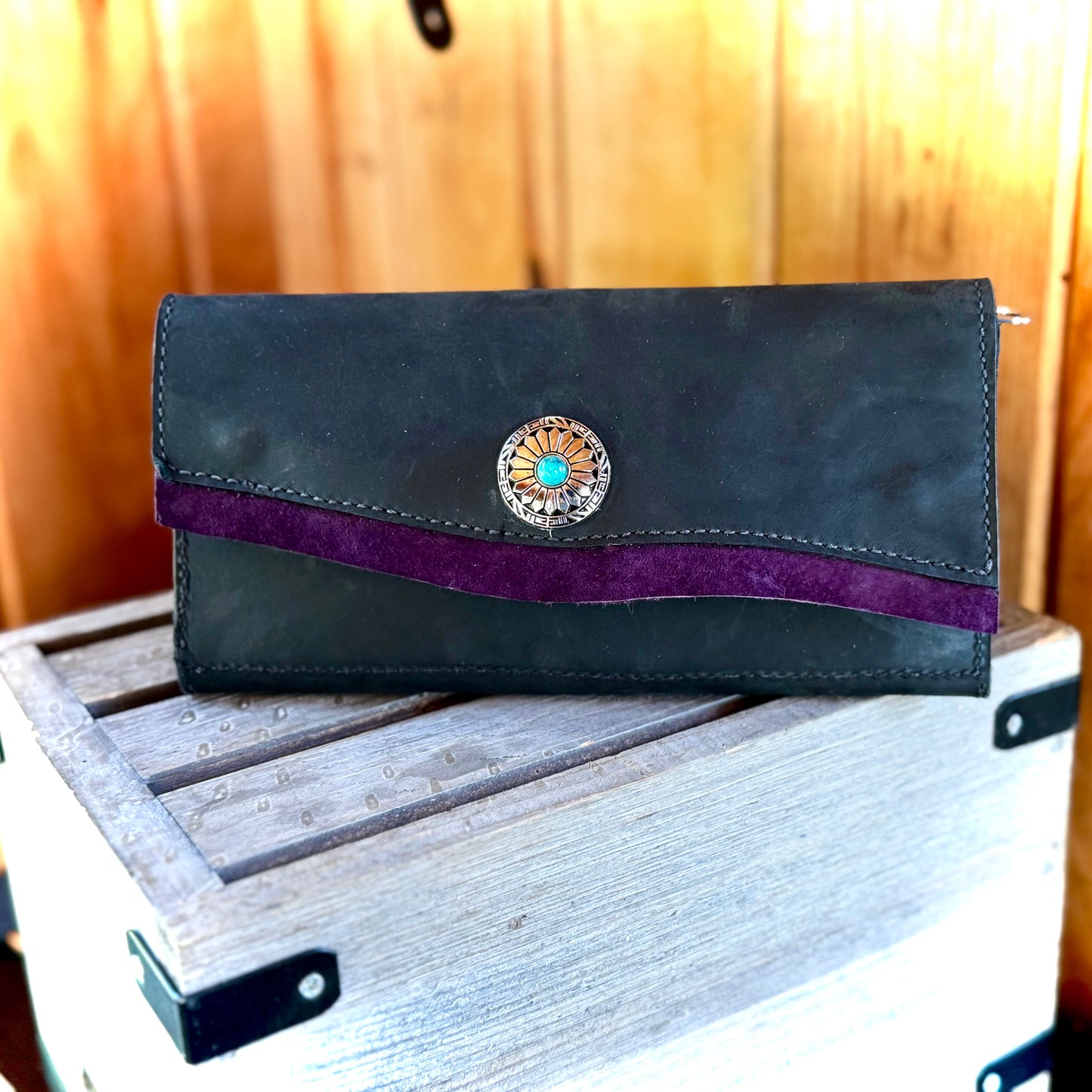 Concho Clutch Wallet *Free Shipping* Black and Purple