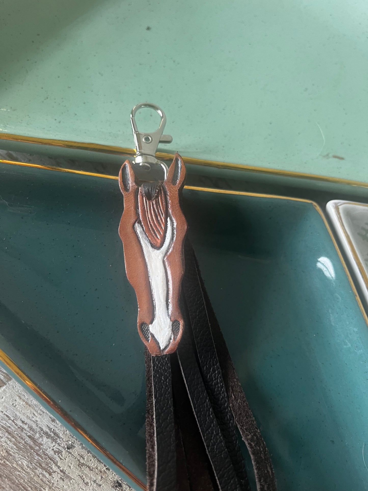 Custom Leather Horse Keychain