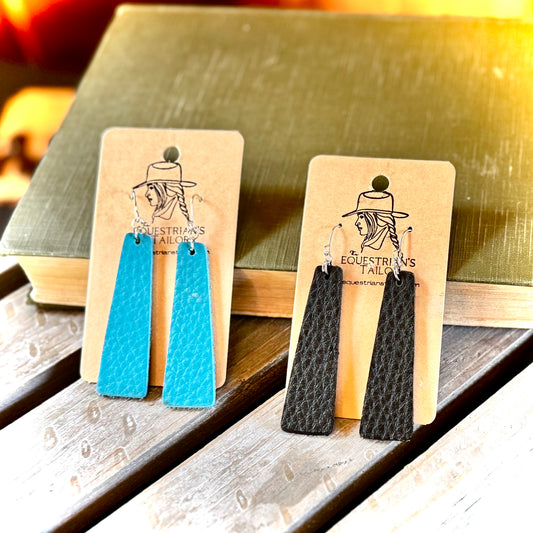 Leather Earrings Turquoise, Black Sterling Silver $19.99 Free Shipping