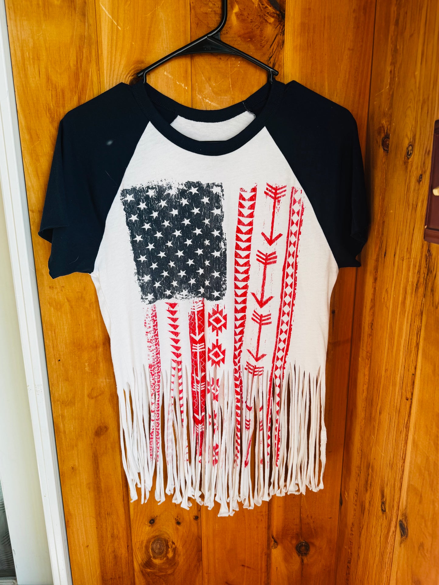 Fringe American Flag Tee Womens Small *Free Shipping*