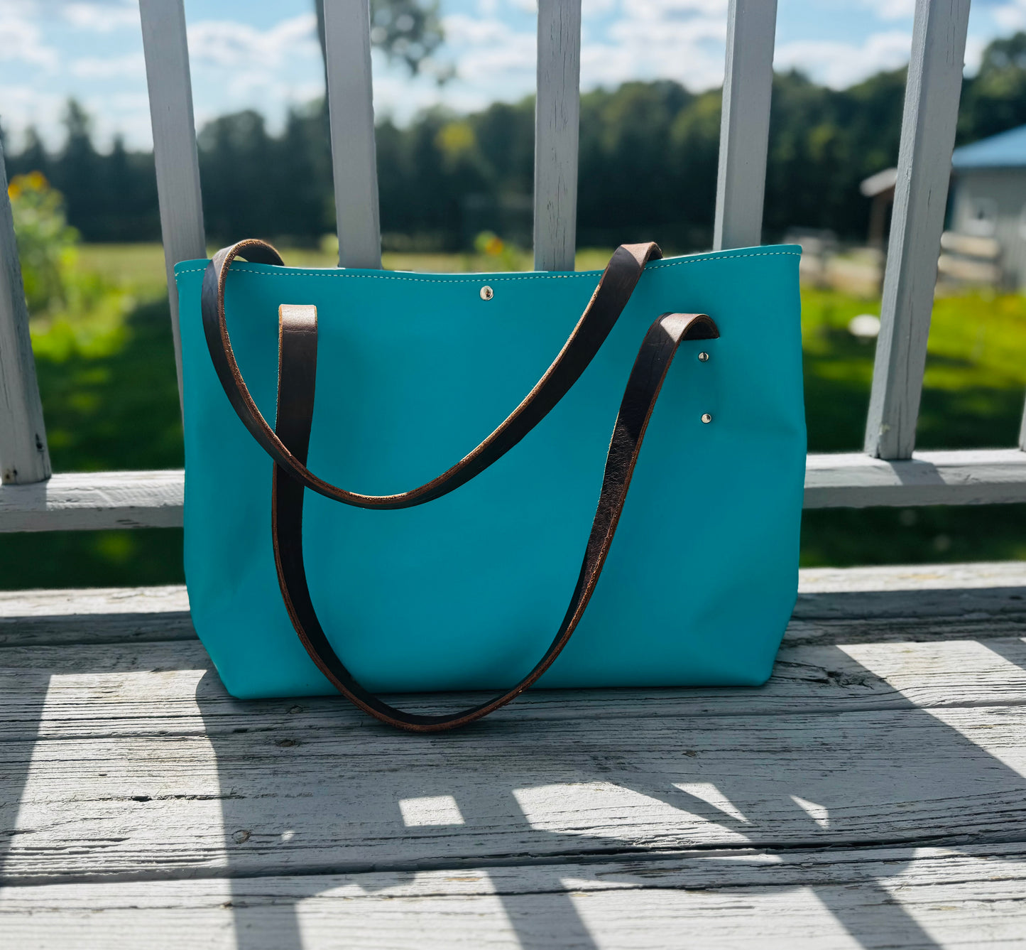 Turquoise & Hair-on-hide Tote