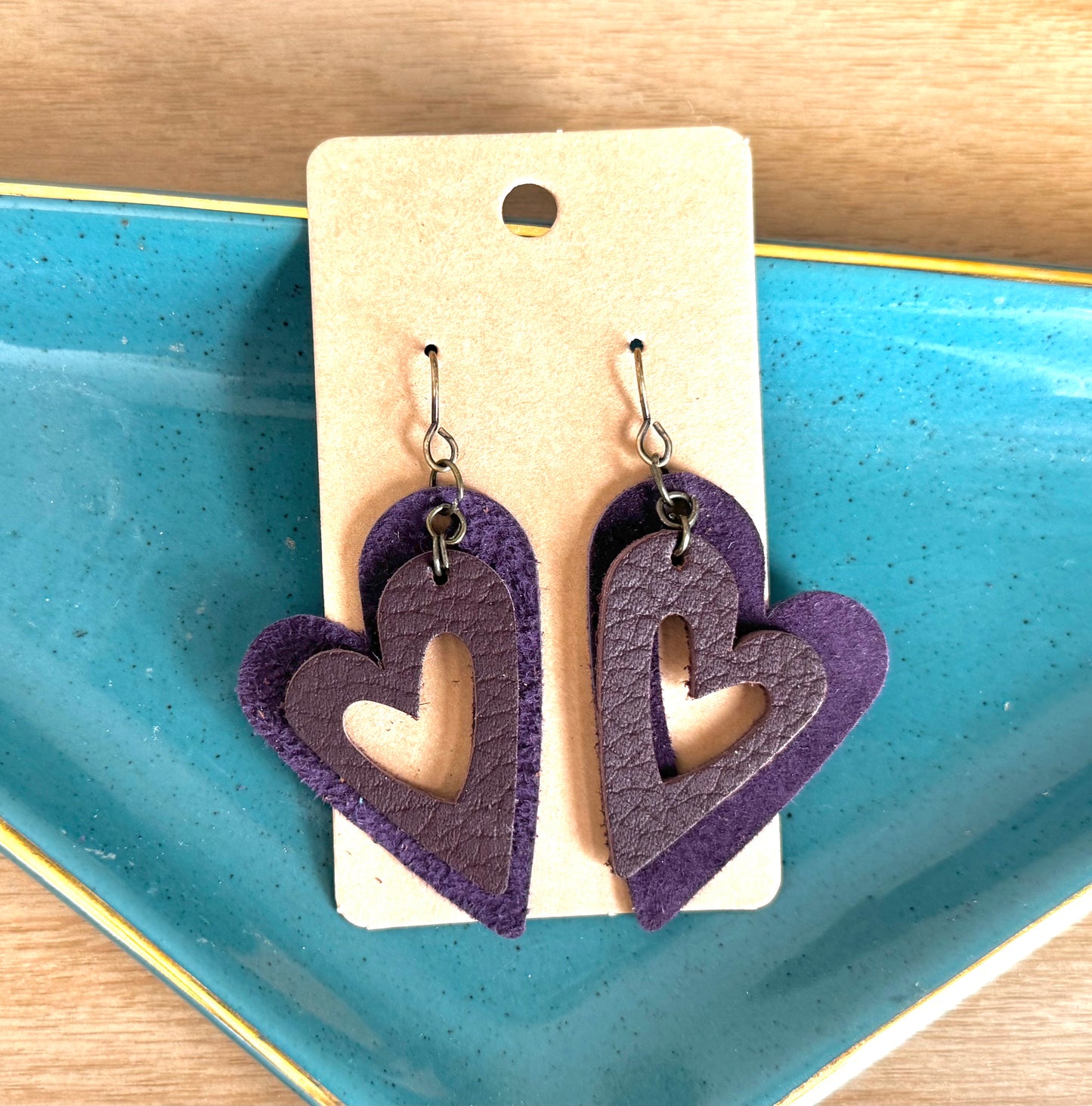 Rustic Heart Earring Leather