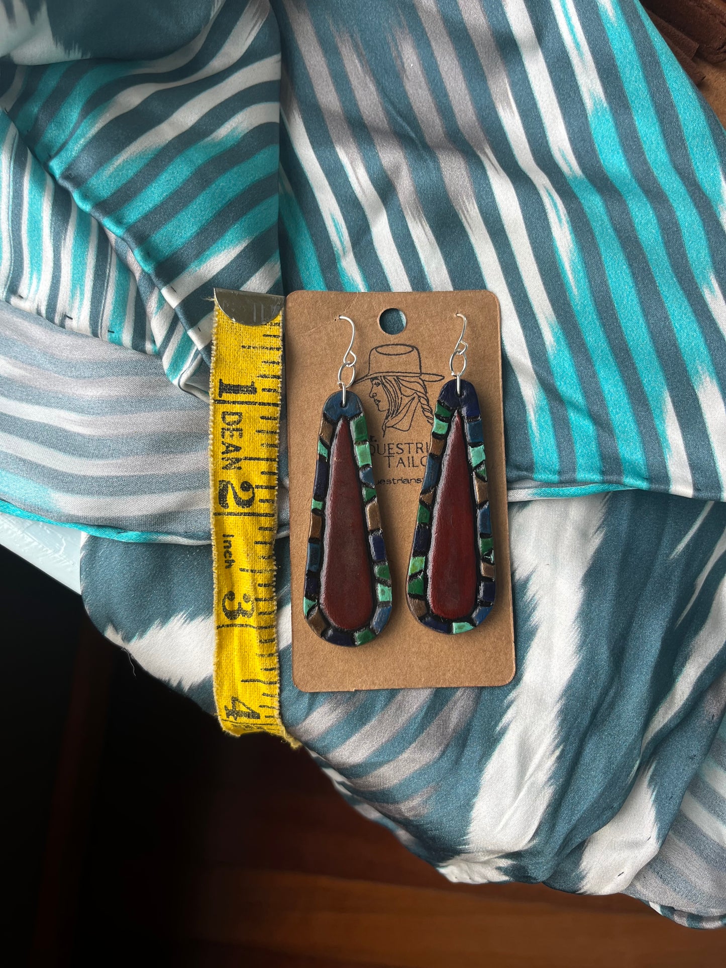Mosaic Tile Western Leather Earrings