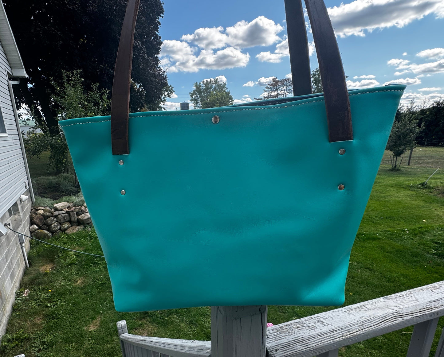 Turquoise & Hair-on-hide Tote