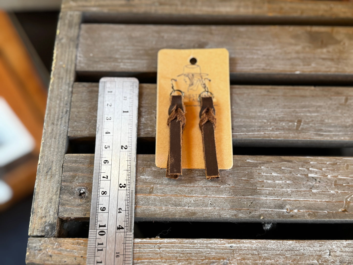 Western Bleed Knot & Bronze Leather Earrings $12.99 Free Shipping