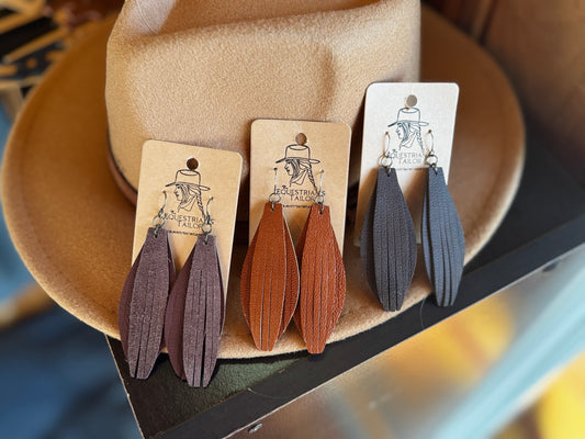 Western Fringe Leather Drop Earrings