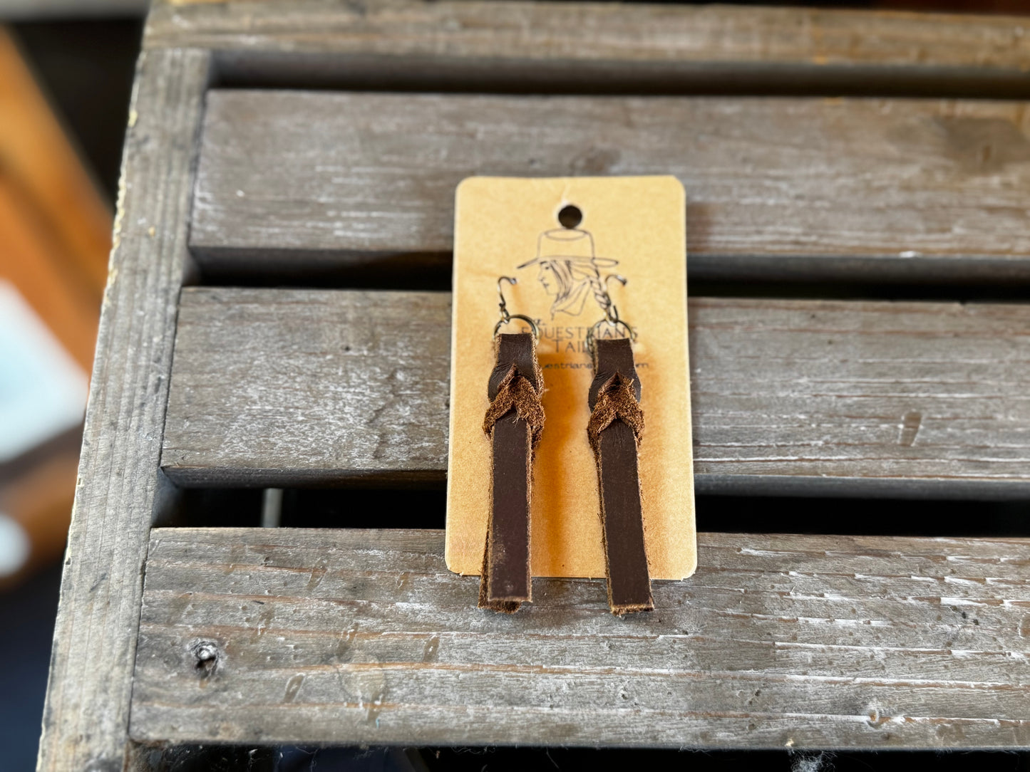 Western Bleed Knot & Bronze Leather Earrings $12.99 Free Shipping