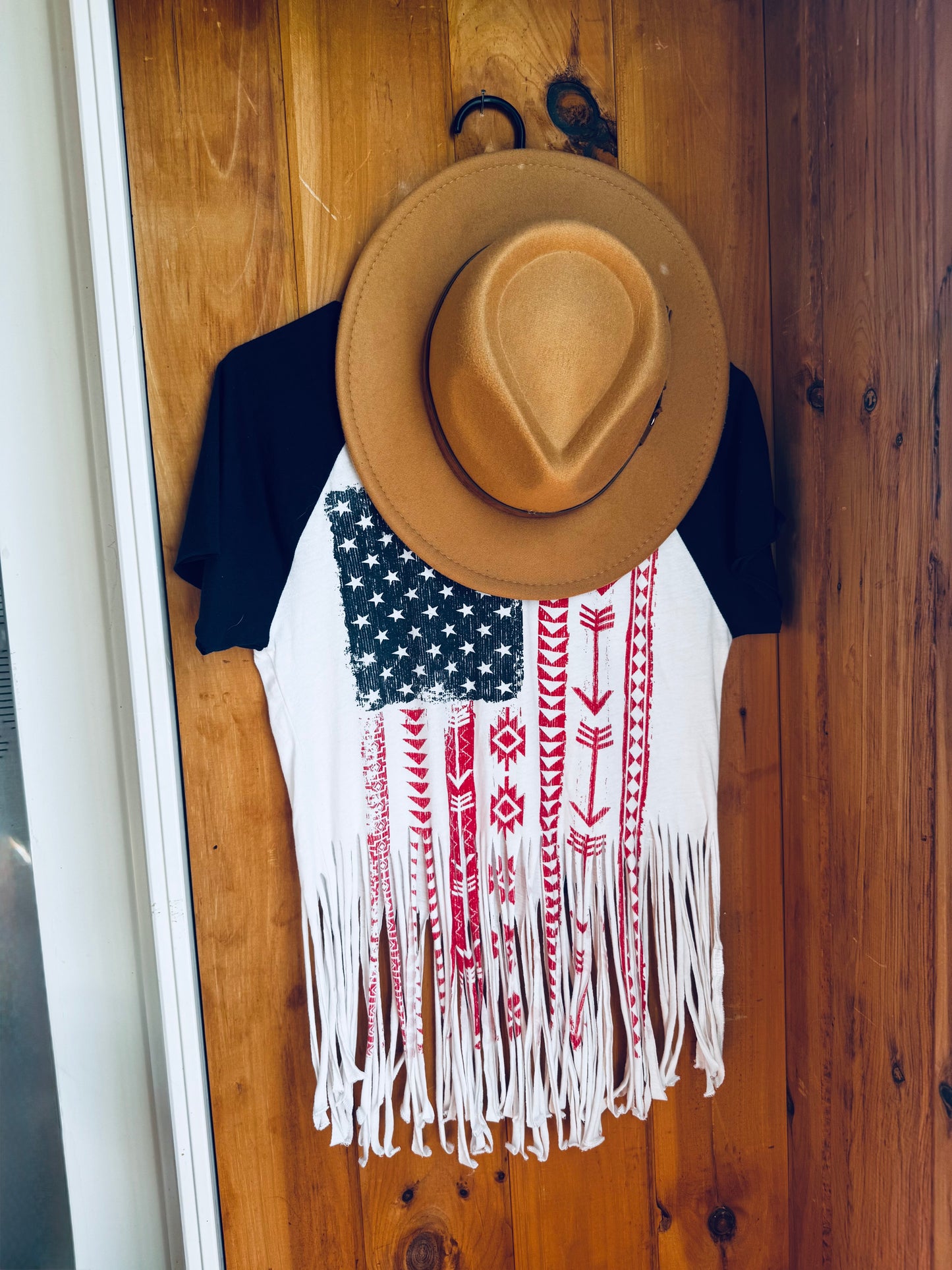 Fringe American Flag Tee Womens Small *Free Shipping*