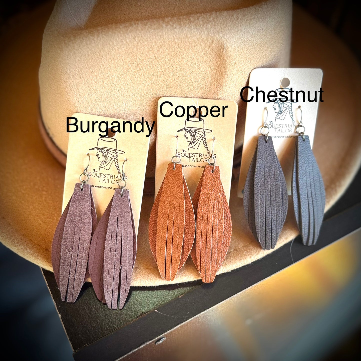 Western Fringe Leather Drop Earrings