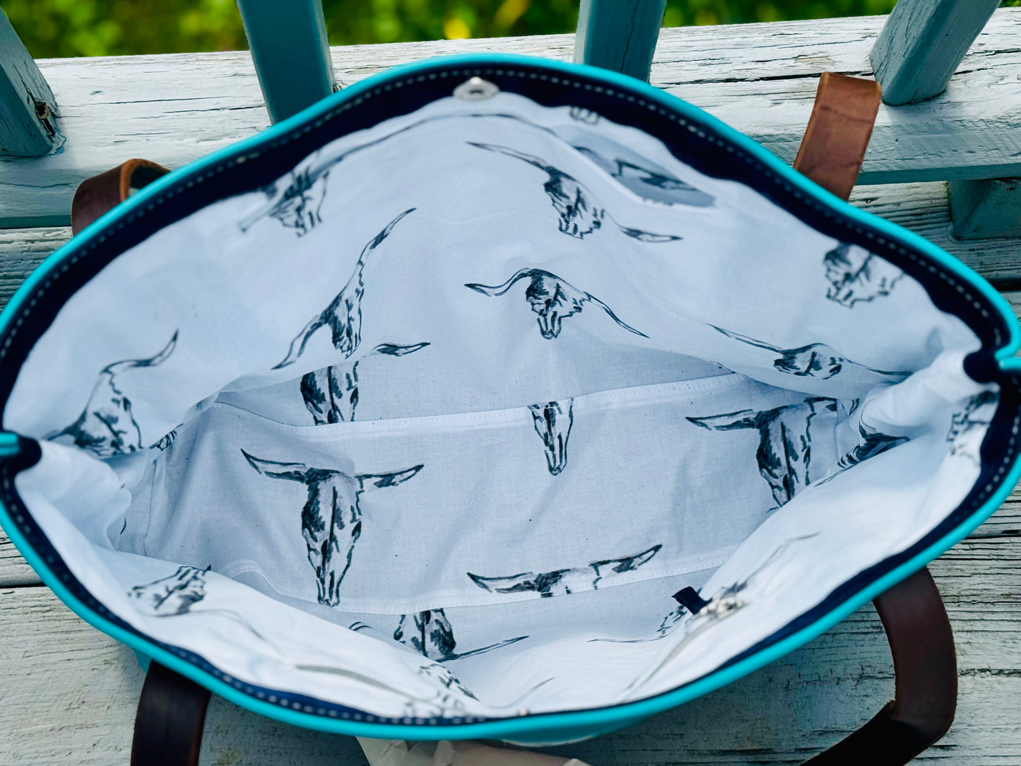 Turquoise & Hair-on-hide Tote