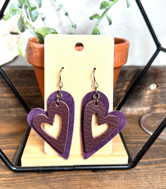 Rustic Heart Earring Leather