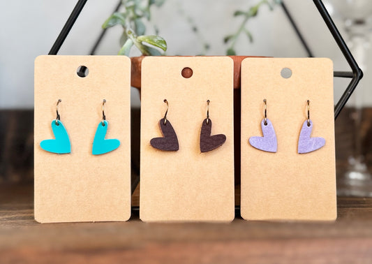 Mini Heart Leather Earrings