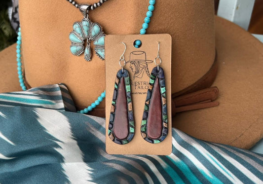 Mosaic Tile Western Leather Earrings