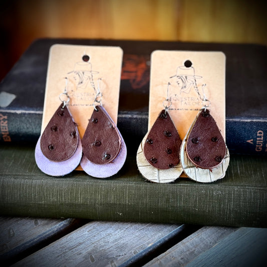 Ostrich Leather Drop Earrings *Free Shipping*