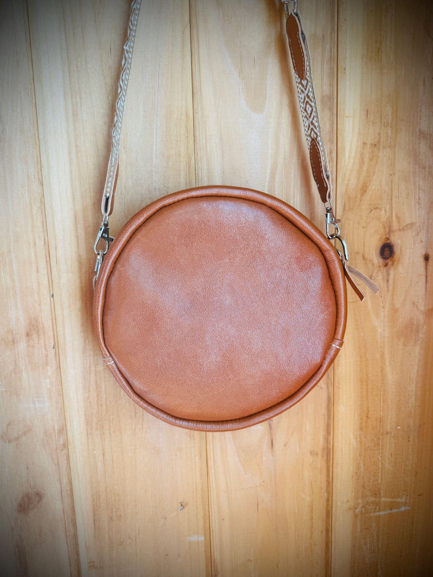 8” Leather Round Crossbody Purse in Copper *Free Shipping*