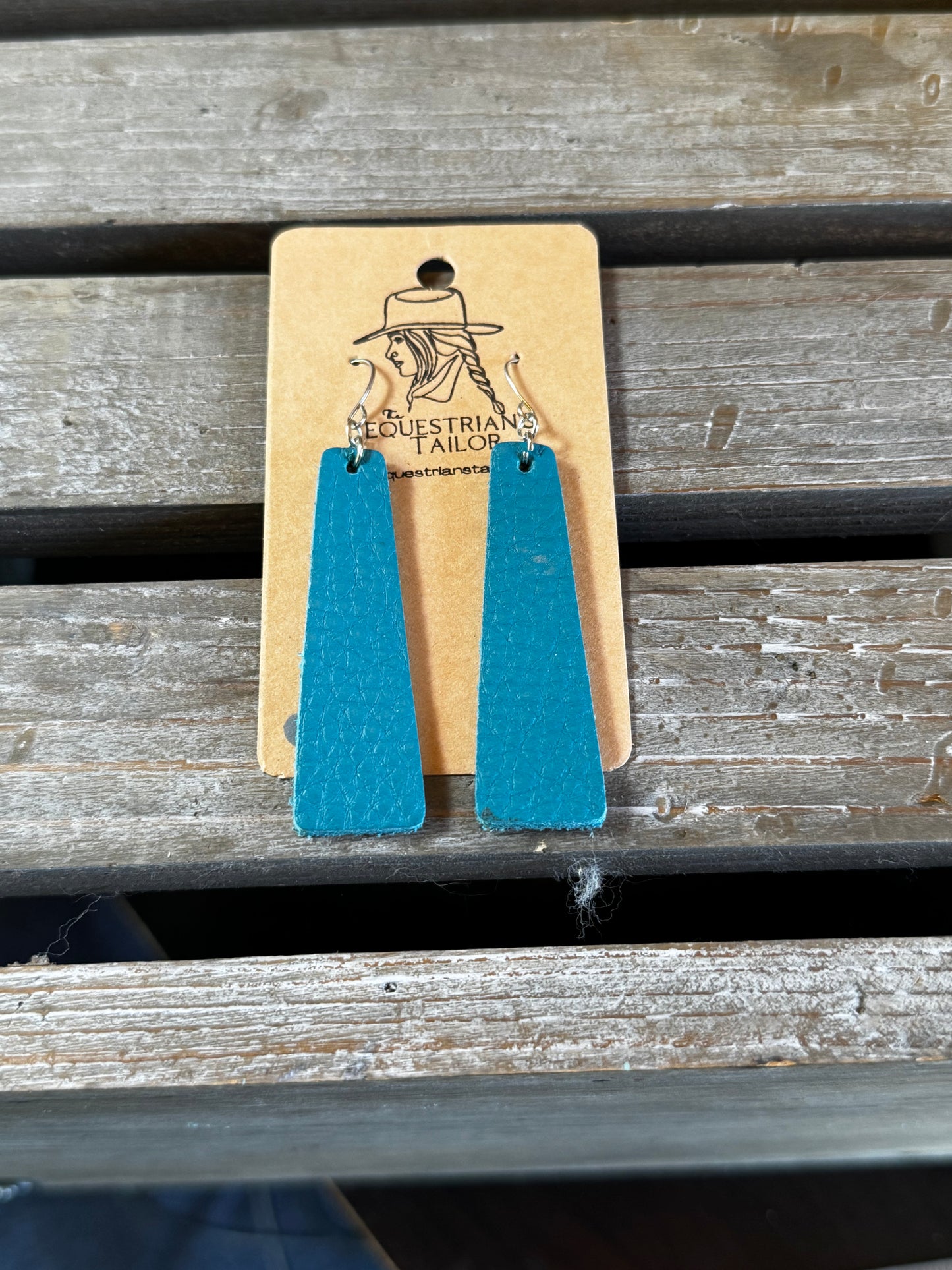 Leather Earrings Turquoise, Black Sterling Silver $19.99 Free Shipping