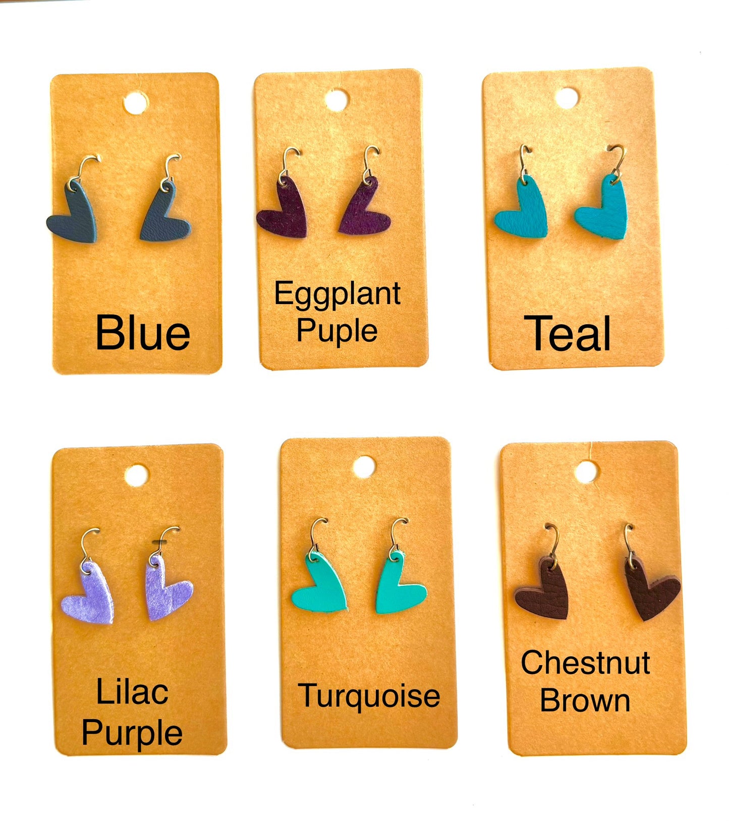 Mini Heart Leather Earrings