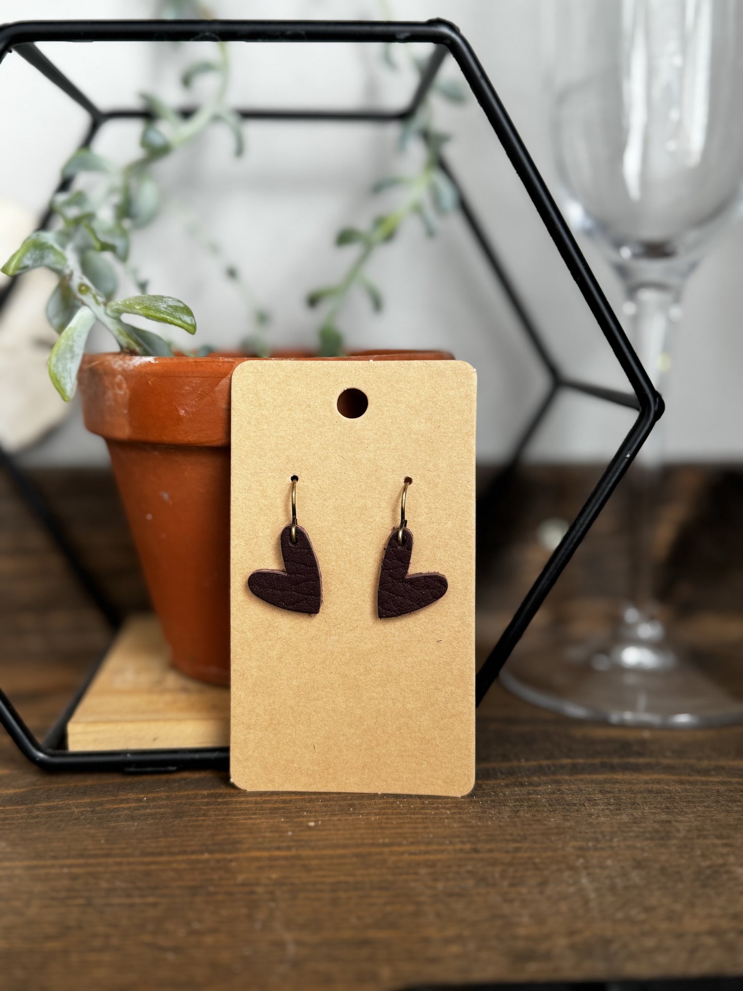 Mini Heart Leather Earrings